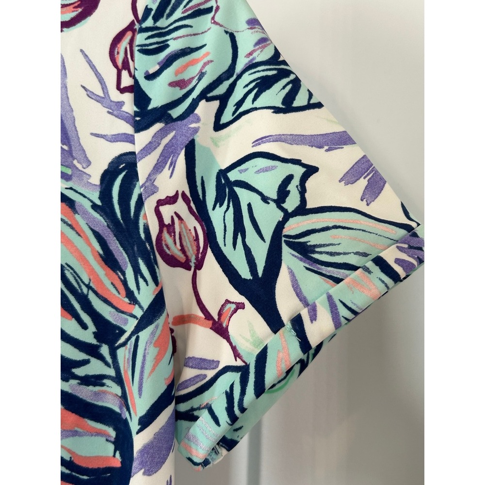NEW Aryeh Womens V Neck Short Sleeve Floral Print Dress‎ Blue Vacation Beach - Picture 5 of 10